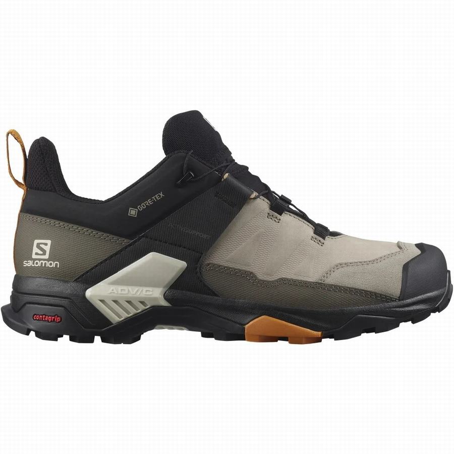 Salomon X Ultra 4 Leather Gore-tex Turisticka Obuv Panske Čierne/Hnedožltý |FEN4772TU|